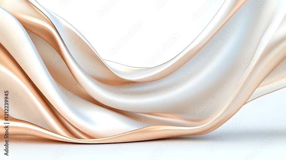 Obraz premium Elegant Draped Fabric Beige and White Silk Waves Abstract Background