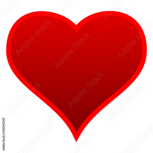 Red Heart shape isolated onthe white background