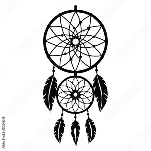 Dreamcatcher silhouette Design, Native Dream Catcher illustration Vector