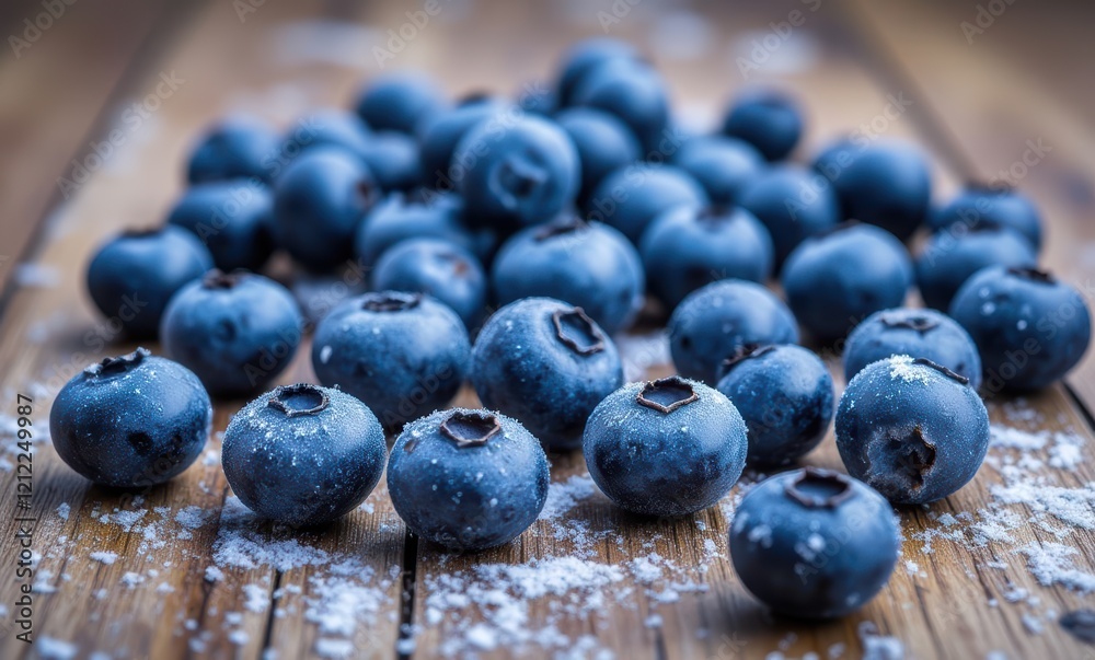 Fresh and juicy blueberries on wooden surface Fresh and juicy blueberries on wooden surface
