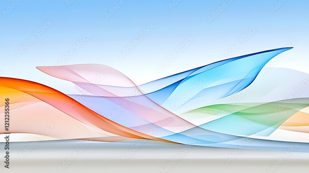 Obraz premium Abstract Pastel Waves Background Blue Orange Green Pink Swirls