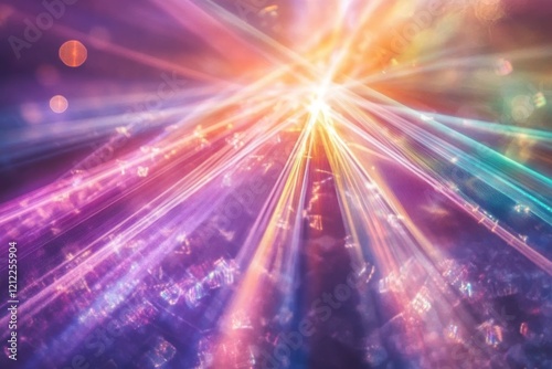 Abstract Colorful Light Beams Converging Radiantly