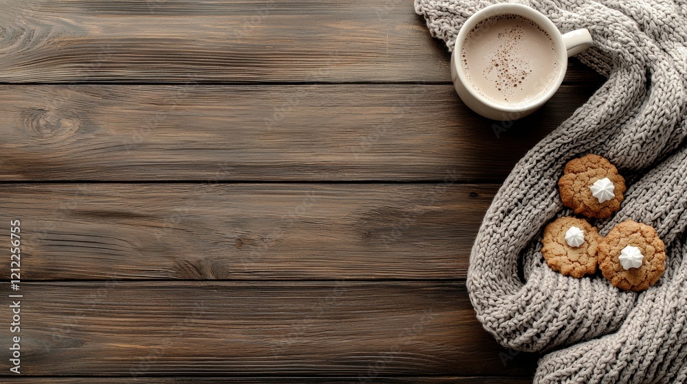 Cozy winter scene with cookies and hot chocolate Cozy winter scene with cookies and hot chocolate