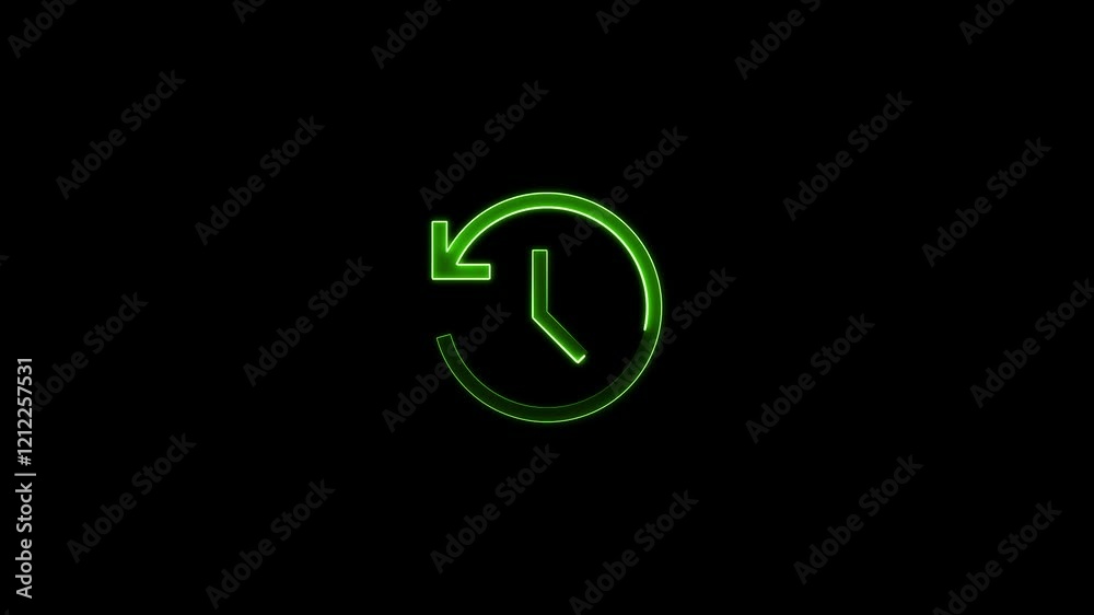 Animated clock with moving Clock Passing 12 Hours. Time pointer ticks in 12 hour time loopClock icon neon light 24 Hour Day Fast Speed. Animated clock with moving Clock Passing 12 Hours. Time pointer ticks in 12 hour time loopClock icon neon light 24 Hour Day Fast Speed.