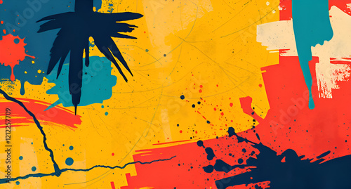 Textured Abstract Background with Bold Colours and Rough Elements