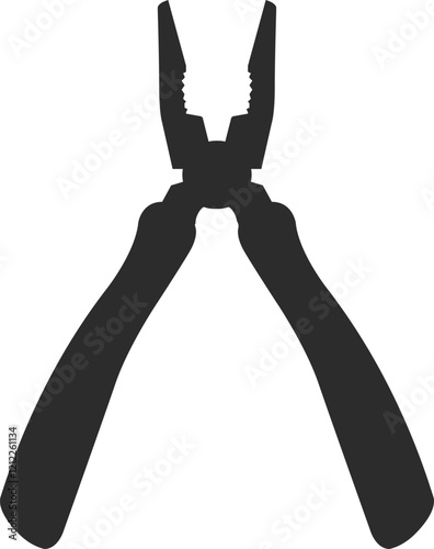 Silhouette of pliers or partially unfolded multitool icon in black color.