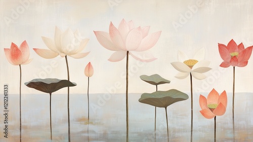 Pastel lotus flower painting symbolizing spiritual growth and peace