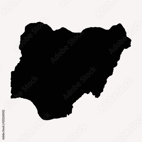 Nigeria map, black silhouette country borders map of Nigeria