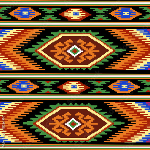 Ukrainian ethnic embroidery ornament vector seamless pattern