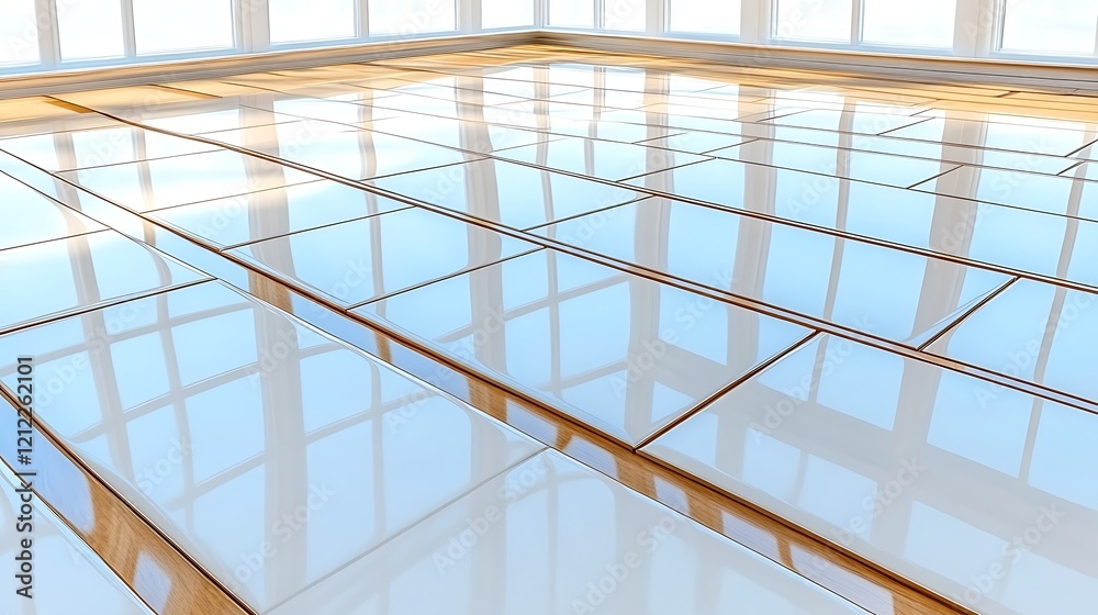 Modern Glossy Tiles Floor Interior Design Room Window Reflection Modern Glossy Tiles Floor Interior Design Room Window Reflection