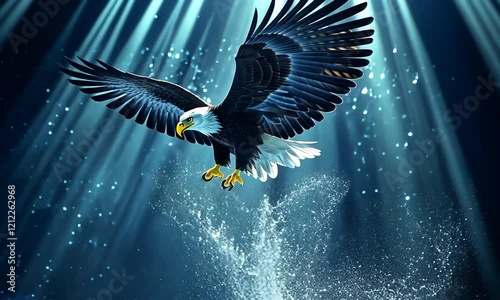 bald eagle in the water