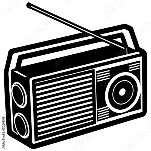 retro radio isolated on white