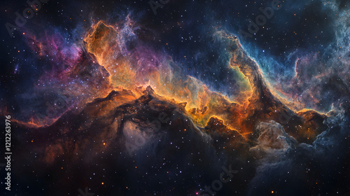 Spectacular Nebula  A Tapestry of Interstellar Gas and Dust Illuminated by Radiant Stars