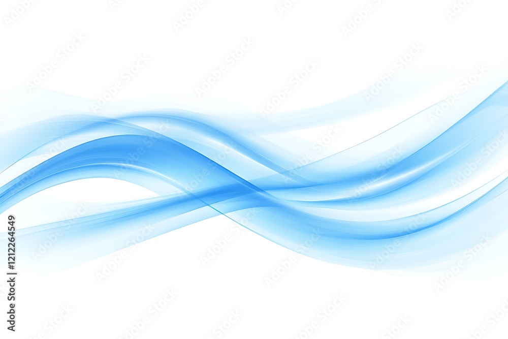 Smooth Flowing Light Blue Abstract Waves on White Background Smooth Flowing Light Blue Abstract Waves on White Background