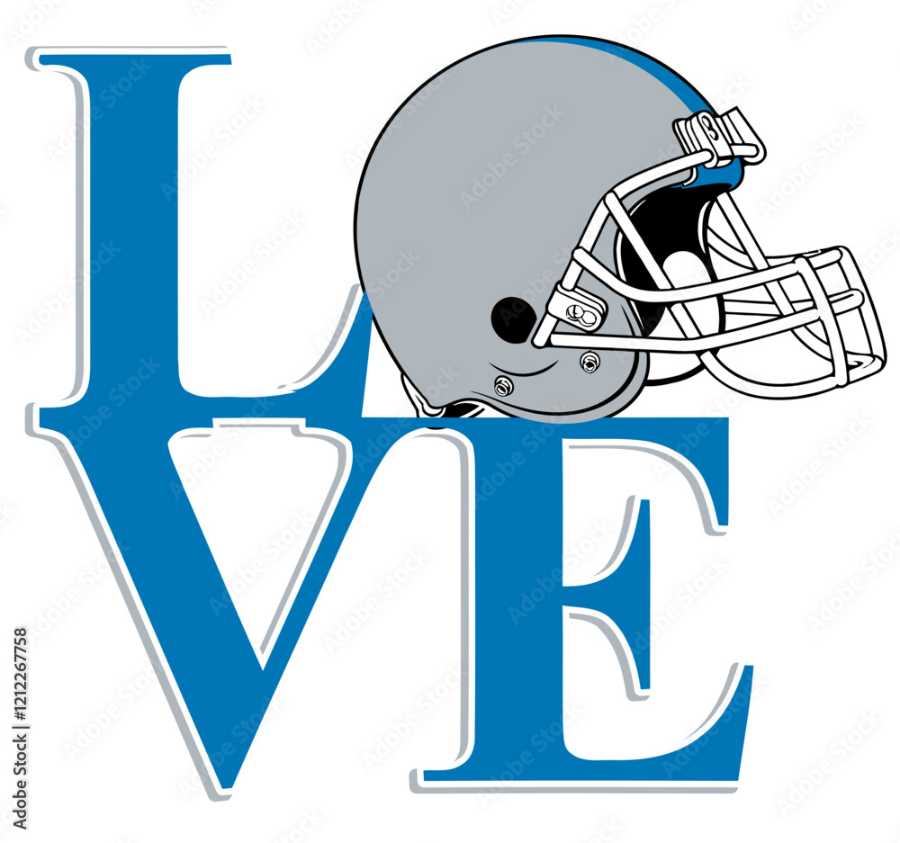 custom made wallpaper toronto digitallove - Metallic silver and Honolulu blue football player helmet, sport vector graphics, hockey, for street art - graffiti lettering typography - art illustration - multicolor - writen
