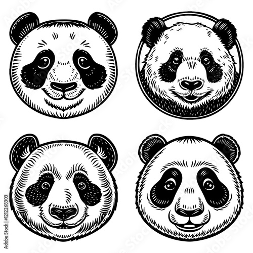 Panda Face With Gentle Expression High Quality Editable Vector Design And Illustration photo