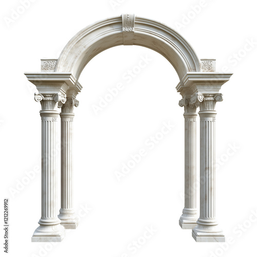 Classic column arch isolated on transparent background, cut out