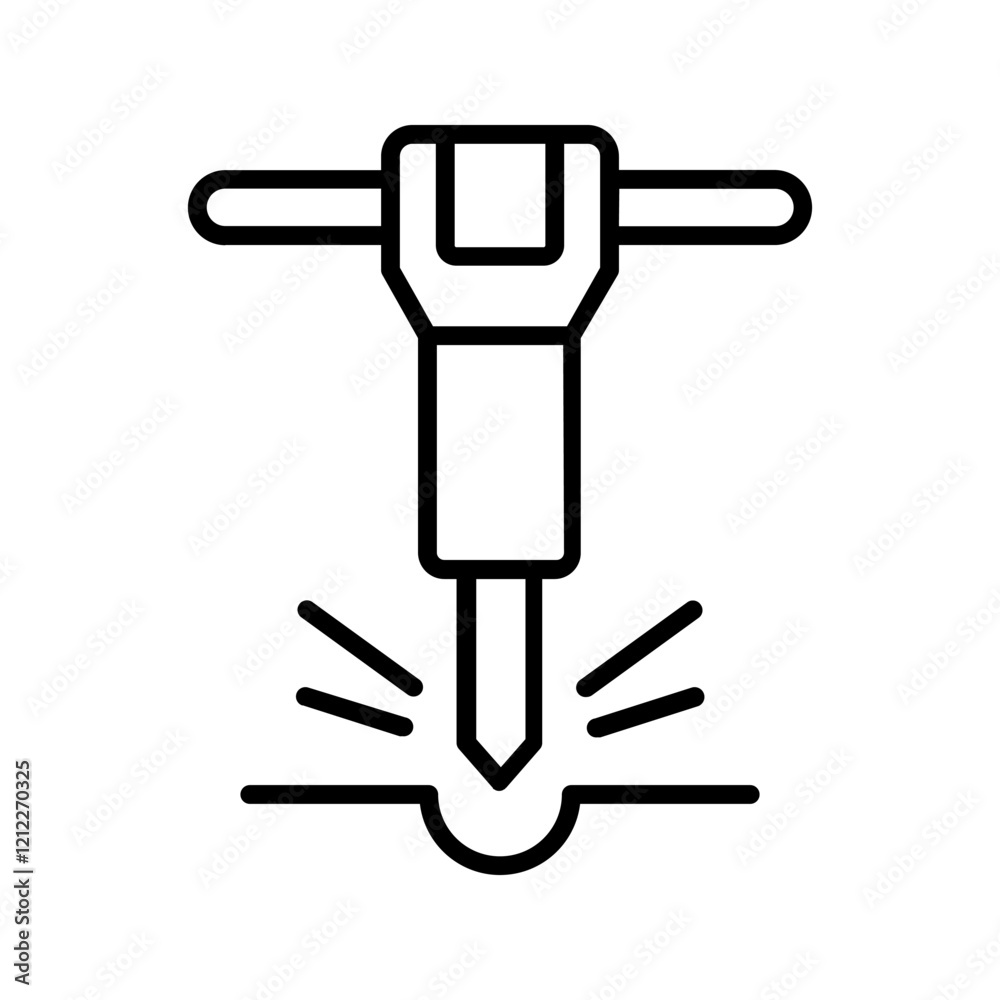 Construction jackhammer icon color editable