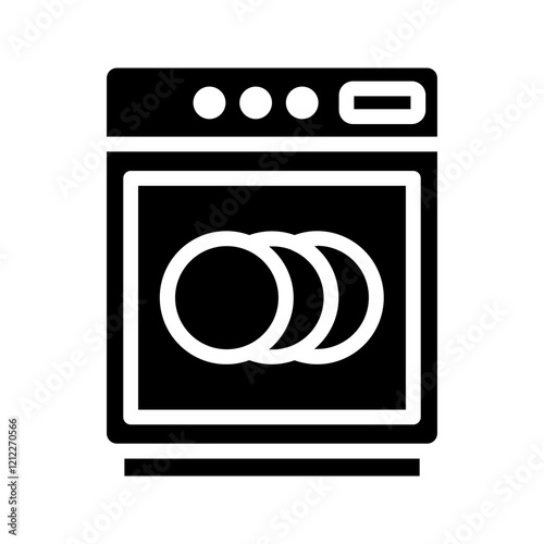 Dishwasher icon color editable on white background 
