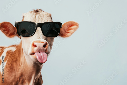 comical calf wearing sunglasses photo