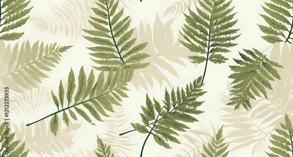 Seamless fern leaf pattern in green Seamless fern leaf pattern in green