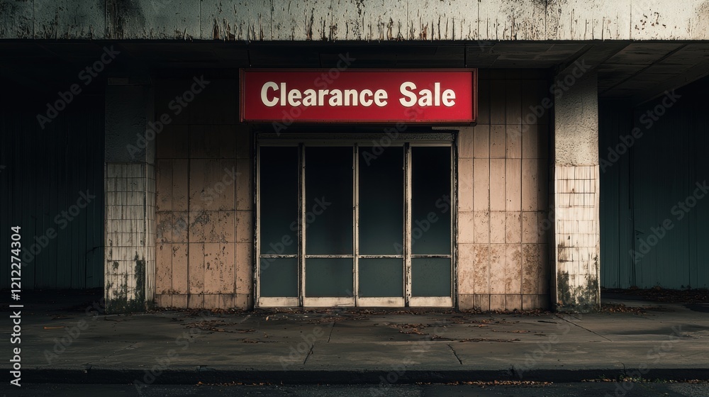 Abandoned storefront with clearance sale sign Abandoned storefront with clearance sale sign