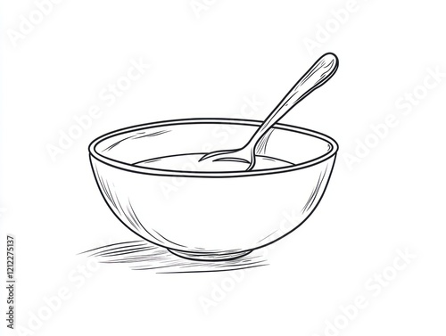 Hand drawn bowl of soup photo