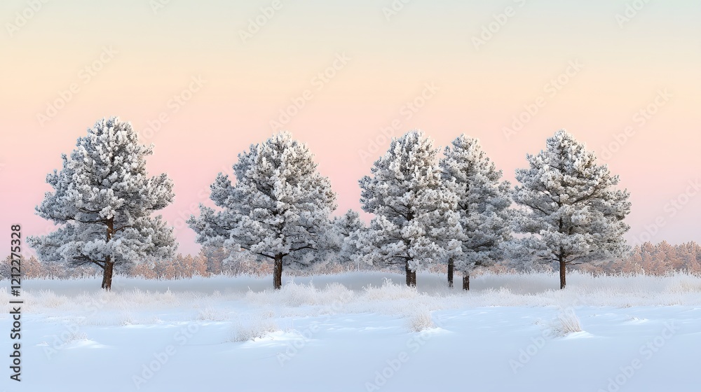 Fototapeta premium Frosty Pines Stand Tall in Winter Wonderland