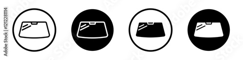 car windscreen vector icon collection in black filled and outlined versions