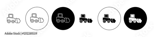 Snowplow vector icon collection in black filled and outlined versions