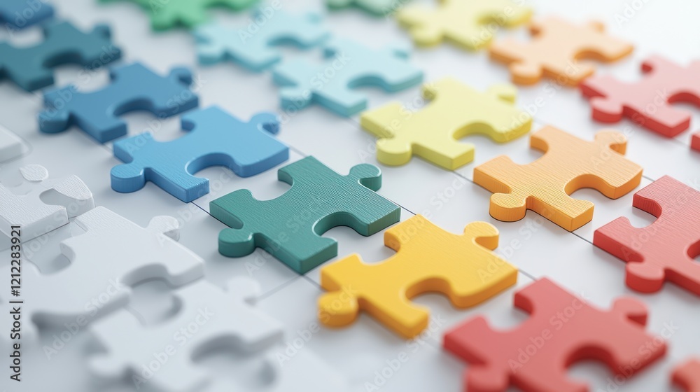 A colorful arrangement of interlocking puzzle pieces, showcasing various hues and shapes, symbolizing creativity and problem-solving. A colorful arrangement of interlocking puzzle pieces, showcasing various hues and shapes, symbolizing creativity and problem-solving.