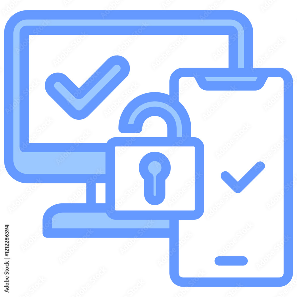 Two Factor Authentication Blue Icon Two Factor Authentication Blue Icon