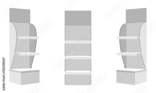 Supermarket Retail Promotion Display Shelf set. vector illustration isolated on white background.