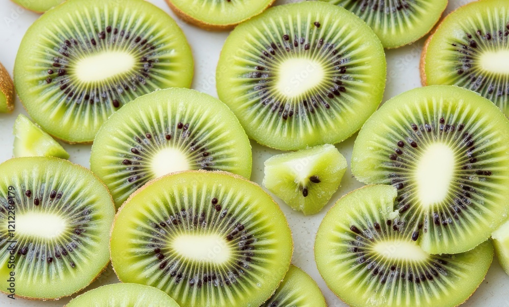 Vibrant green kiwi fruit slices Vibrant green kiwi fruit slices