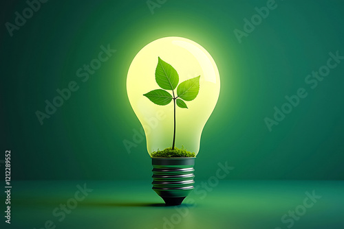 A glowing plant-shaped bulb symbolizing eco-friendly innovation and clean energy