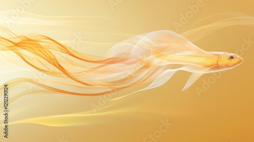 Graceful Goldfish Swimming in a Dreamy Ethereal Background