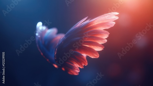 Elegant Colorful Feather Wing with Soft Light Background