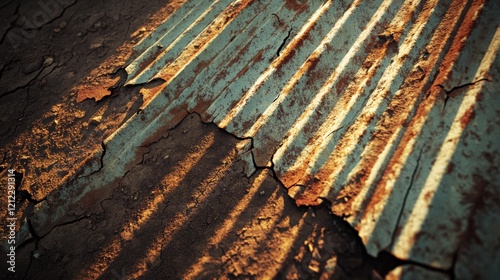Rusty Metal Sheet with Textures and Shadows in Natural Light