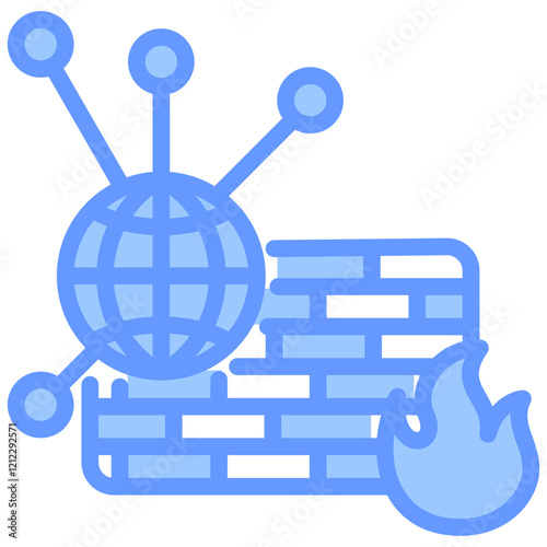 Network Firewall Blue Icon