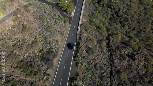 Landscape of the Masca valley at sunset in Tenerife, Canary island, Spain. Scenic mountain landscape road
