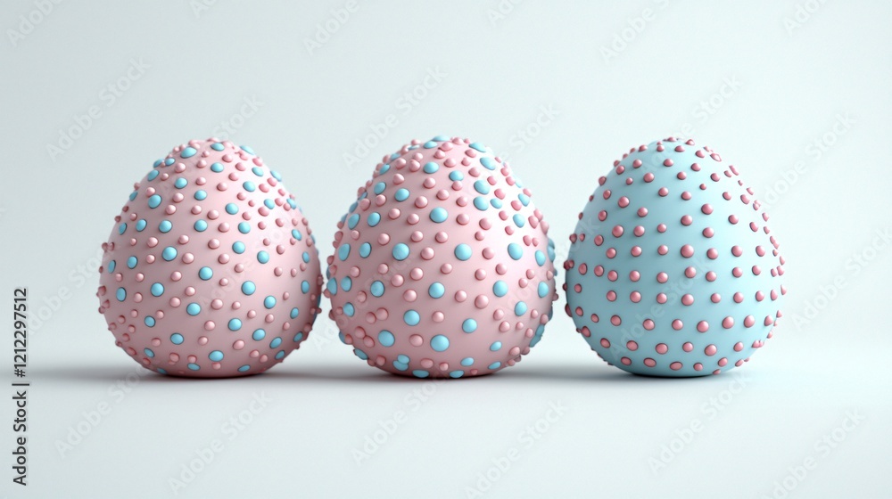 Pastel Easter eggs, studio shot, minimalist background, holiday decoration