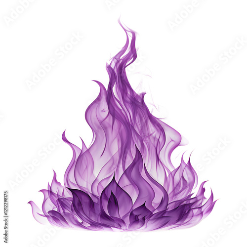 a violet flame roaring intensely, its fiery curves creating an elegant, transparent background