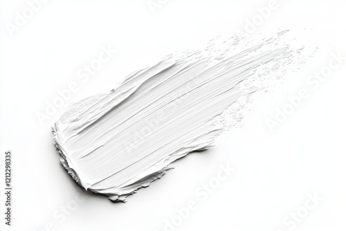 A white paint stroke on a white background stands out with jagged edges and fluid texture in a minimalist effect