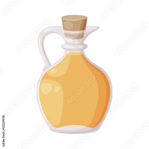 Yellow Soy Oil in Corked Jar as Natural and Organic Product from Soybean Plant Vector Illustration