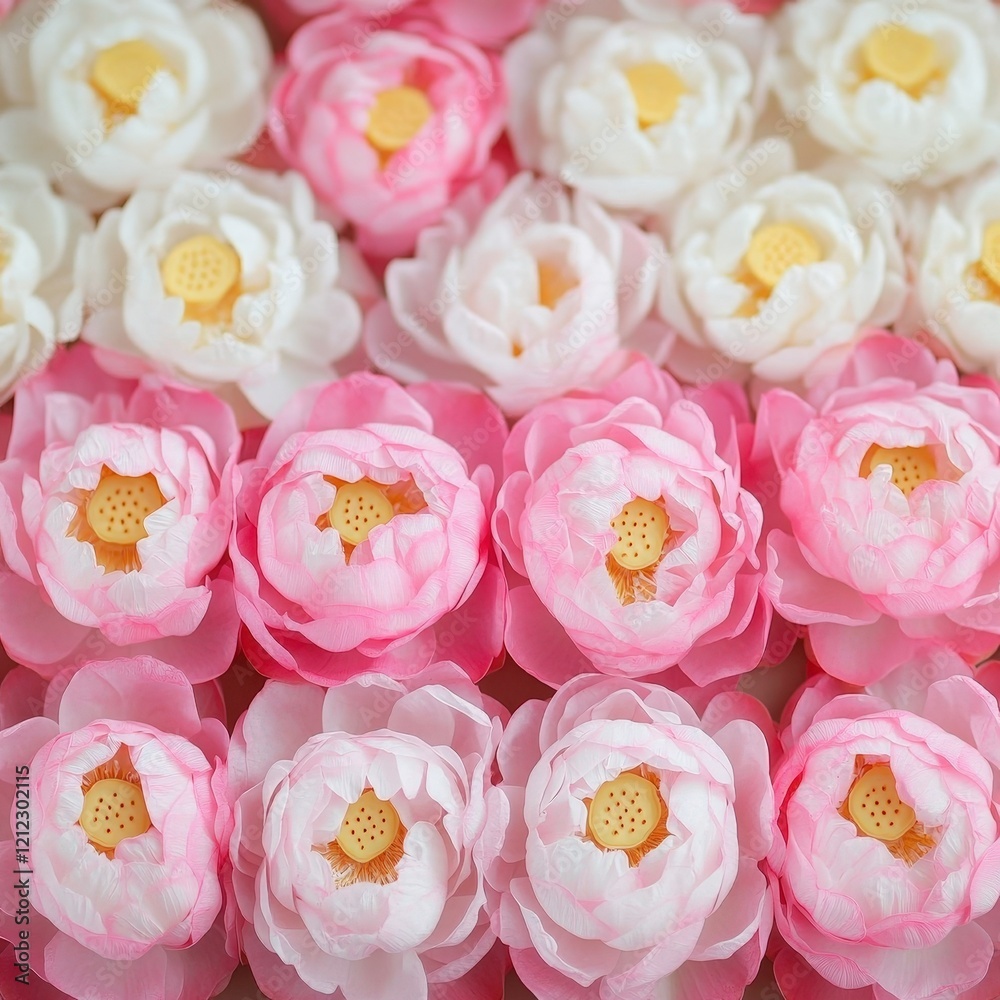 A close-up of artificial flowers in shades of pink and white, showcasing intricate details. A close-up of artificial flowers in shades of pink and white, showcasing intricate details.