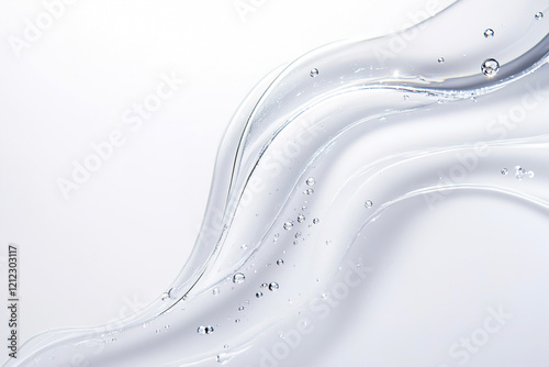 A transparent gel smear with shiny highlights on a glossy white background photo