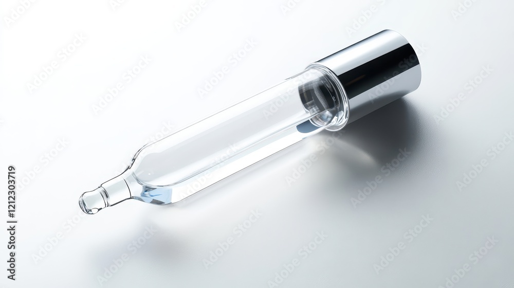 Clear Dropper Bottle on Minimalist Surface Clear Dropper Bottle on Minimalist Surface