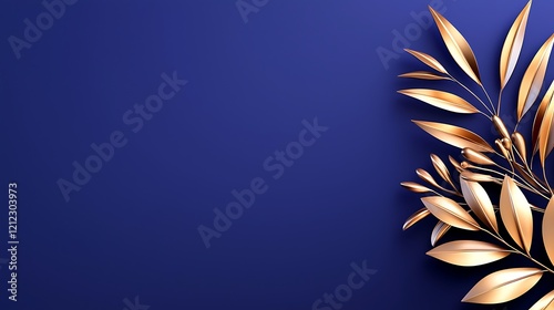 Golden leaves on a navy blue background.