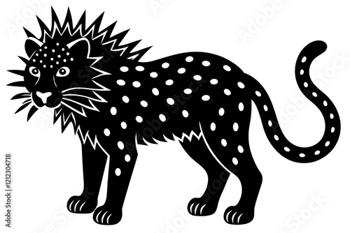 A simple wild animal shap with short spikers cartoon style , vector illustration