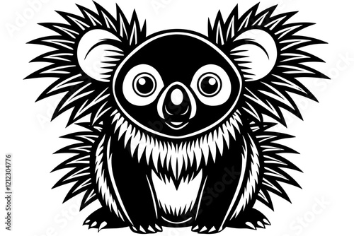 A simple wild animal shap with short spikers cartoon style , vector illustration